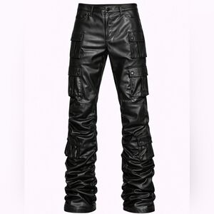 Smoke Rise Men's Stacked Flare Cargo Pants - Black